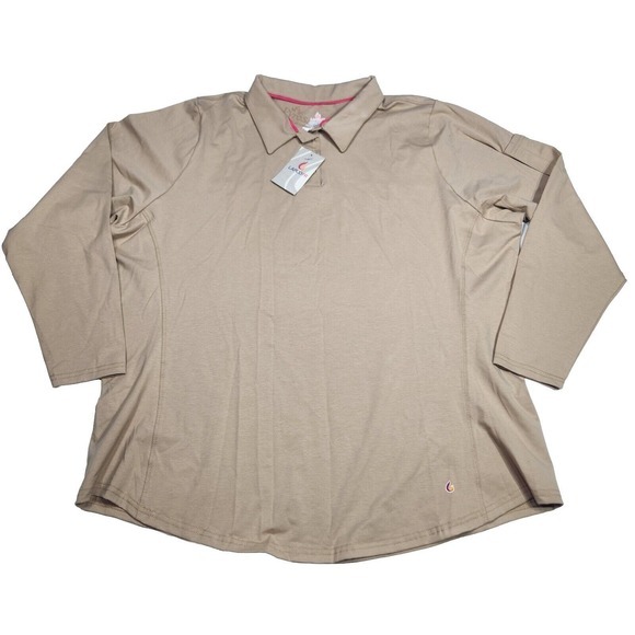 Lapco FR PyroSafe Series Womens 4XL Khaki Comfort Woven Long Sleeve Moisture Wic - Picture 1 of 12
